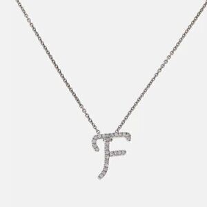Colleen Lopez Sterling Silver .11 ctw GENUINE Diamond INITIAL Necklace F nwt